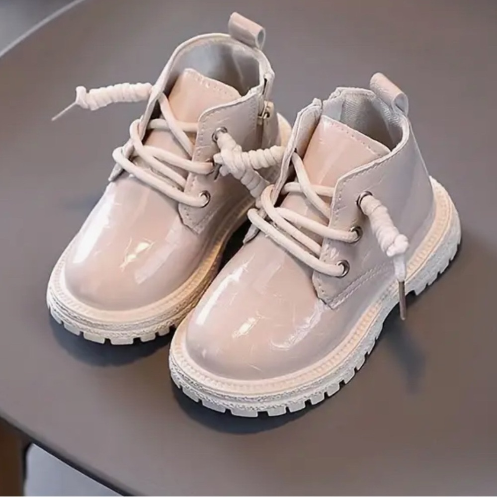 Cream Chukka Boots with Lace-Up Design and Durable Rubber Sole